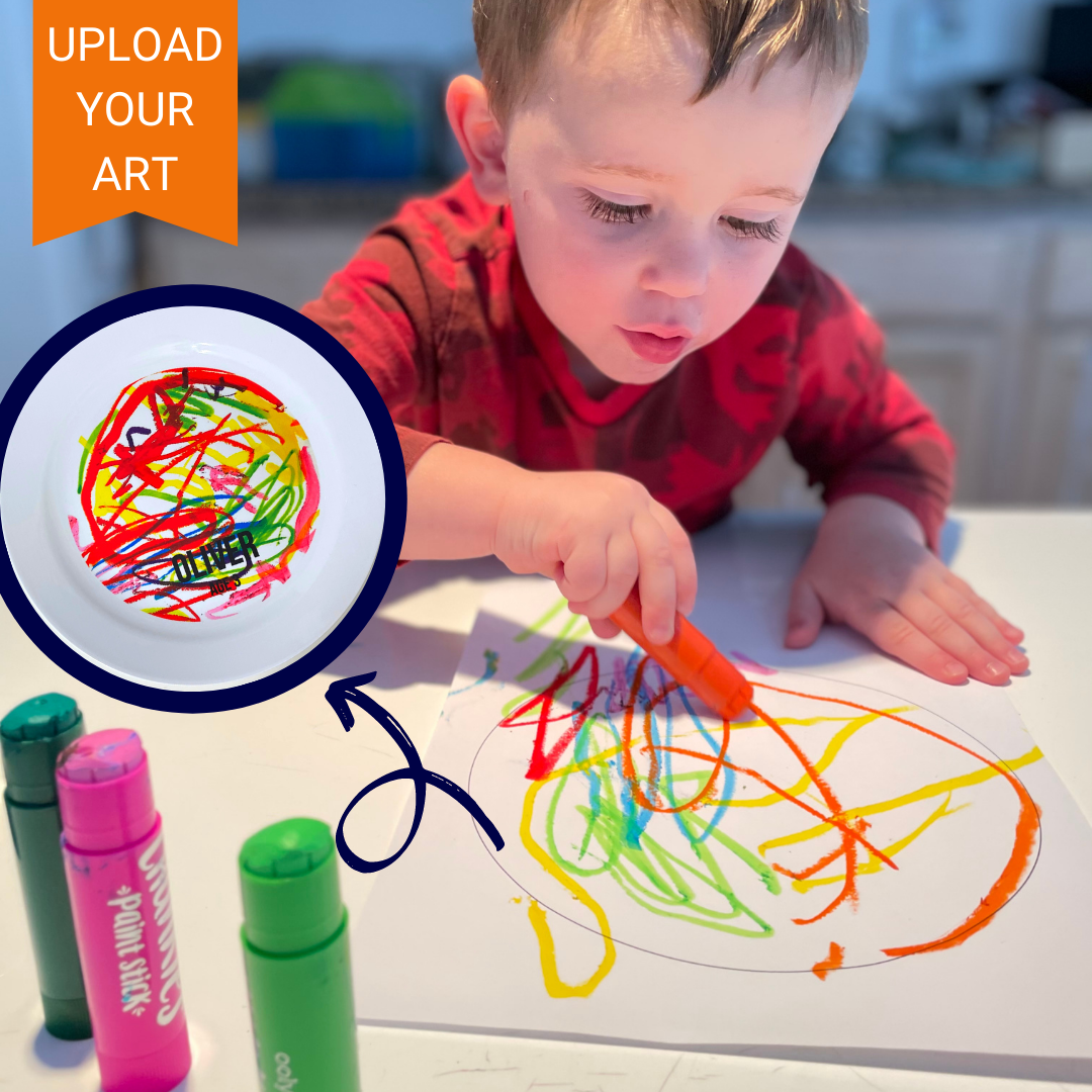 Personalized kids plate – custom photo upload design | myartworkplate.com – back view