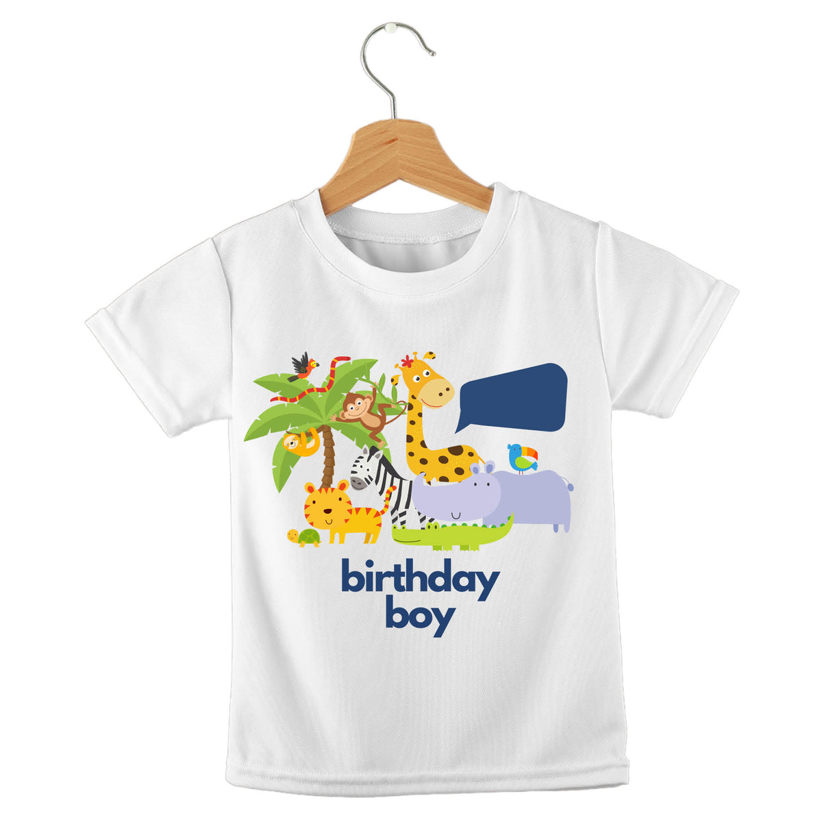 Personalized kids birthday t-shirt – jungle birthday design | myartworkplate.com – front view
