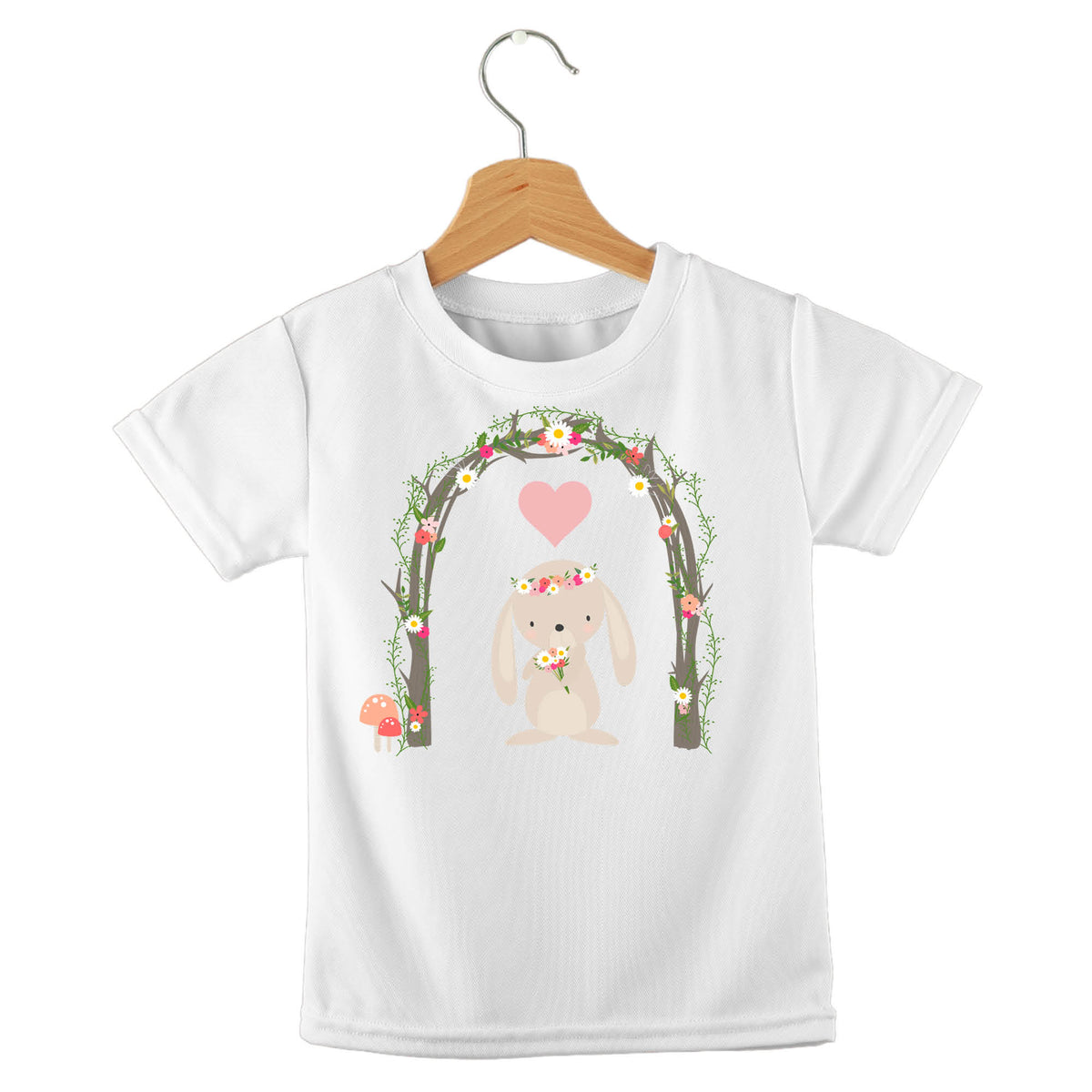 Personalized kids birthday t-shirt – birthday girl rabbit in arch design | myartworkplate.com – front view