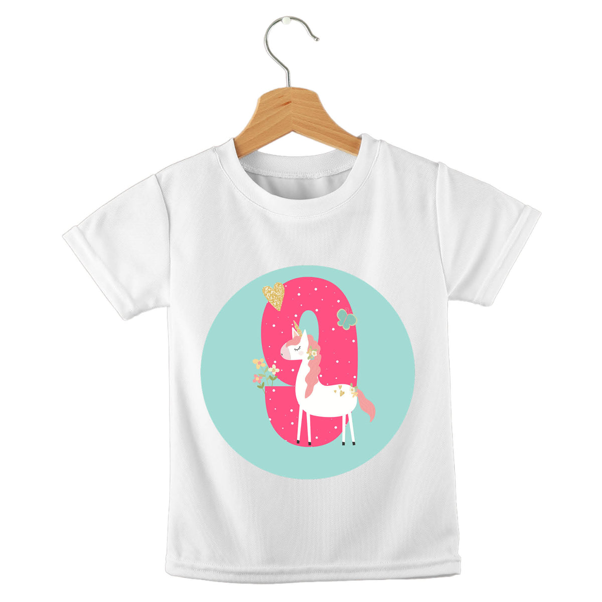 Personalized kids birthday t-shirt – birthday girl unicorn aqua design | myartworkplate.com – name example