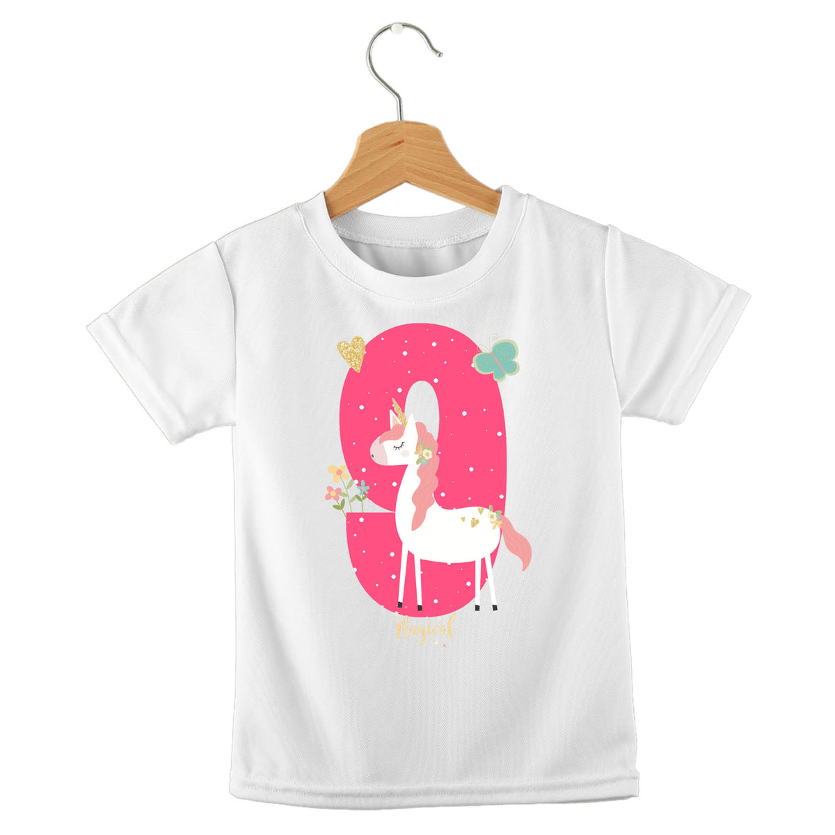 Personalized kids birthday t-shirt – birthday girl unicorn design | myartworkplate.com – name example