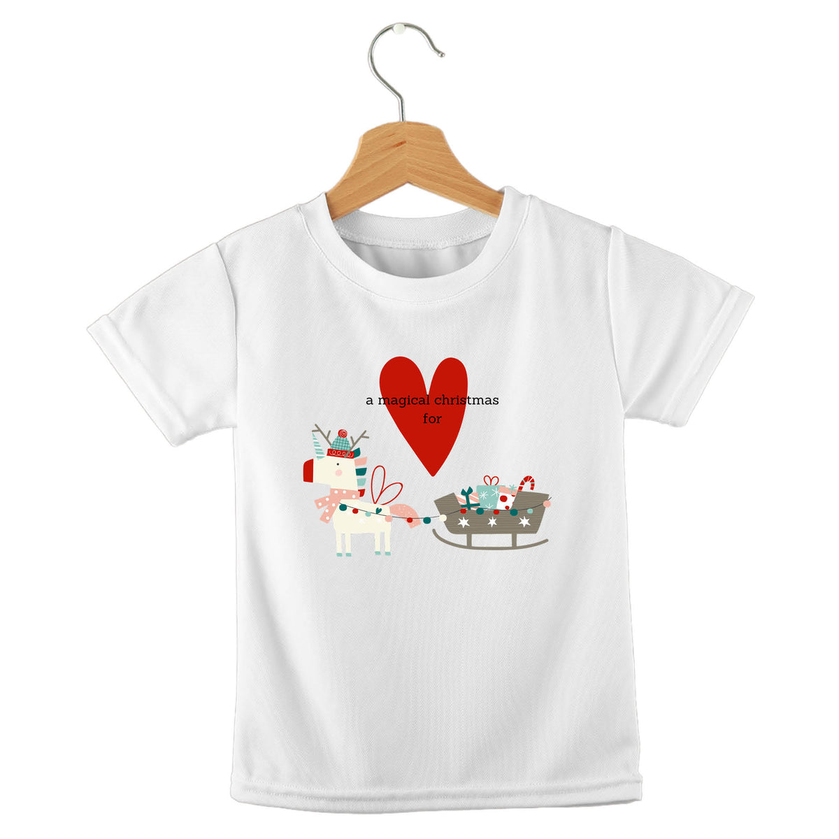 Personalized kids birthday t-shirt – magical Christmas festive design | myartworkplate.com – front view