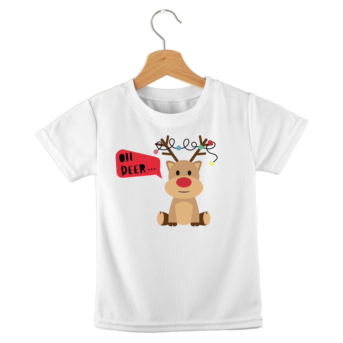 Personalized kids birthday t-shirt – Christmas oh deer reindeer design | myartworkplate.com – front view