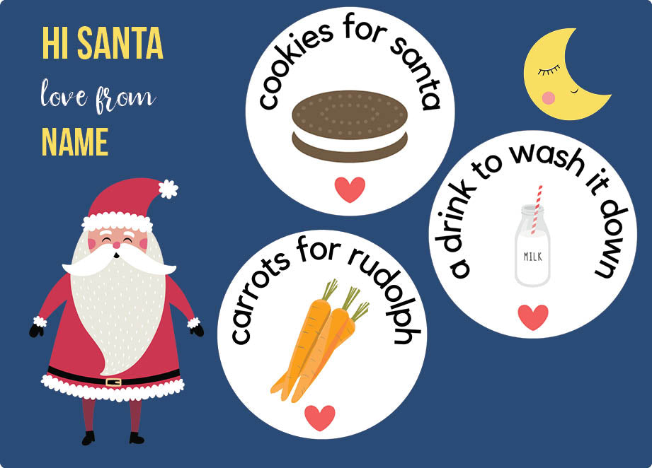 Personalized kids placemat – Christmas Eve cookies for Santa design | myartworkplate.com