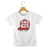 short sleeve t-shirt santa bus