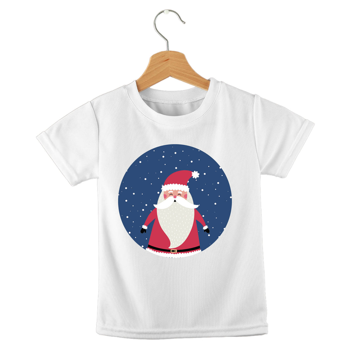 Personalized kids birthday t-shirt – Santa in the snow Christmas design | myartworkplate.com – front view
