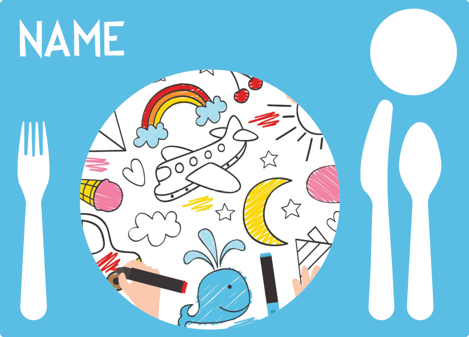 Personalized kids placemat – custom artwork center circle design | myartworkplate.com