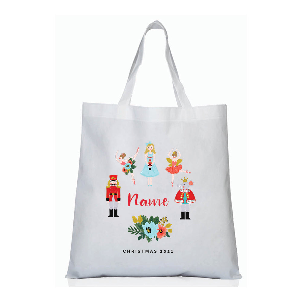 Personalized kids tote bag – Christmas nutcracker design | myartworkplate.com