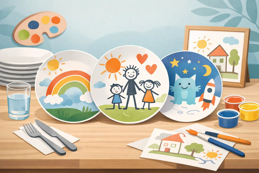 Personalized Dinner Plates Made From Kids’ Art