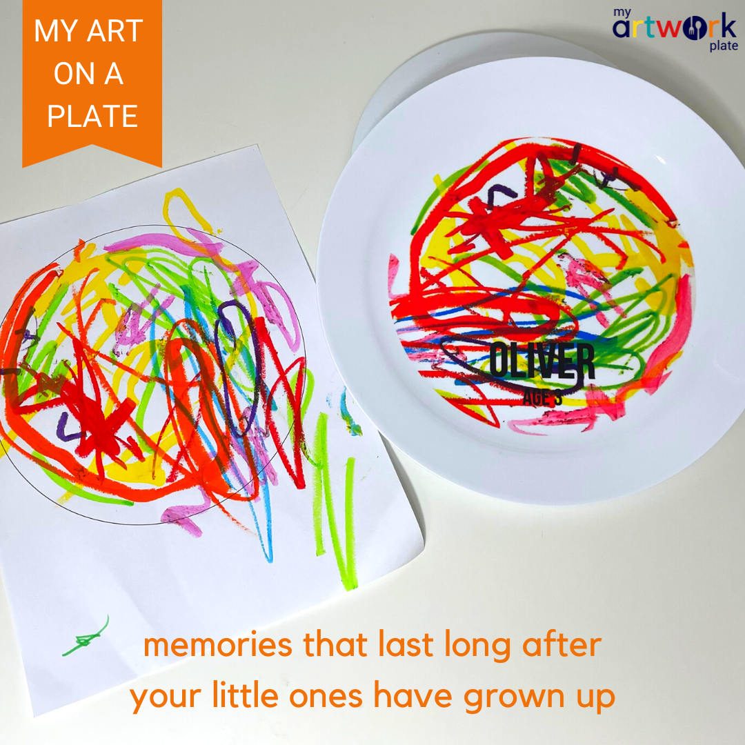 Personalized kids plate – custom photo upload design | myartworkplate.com – detail close-up