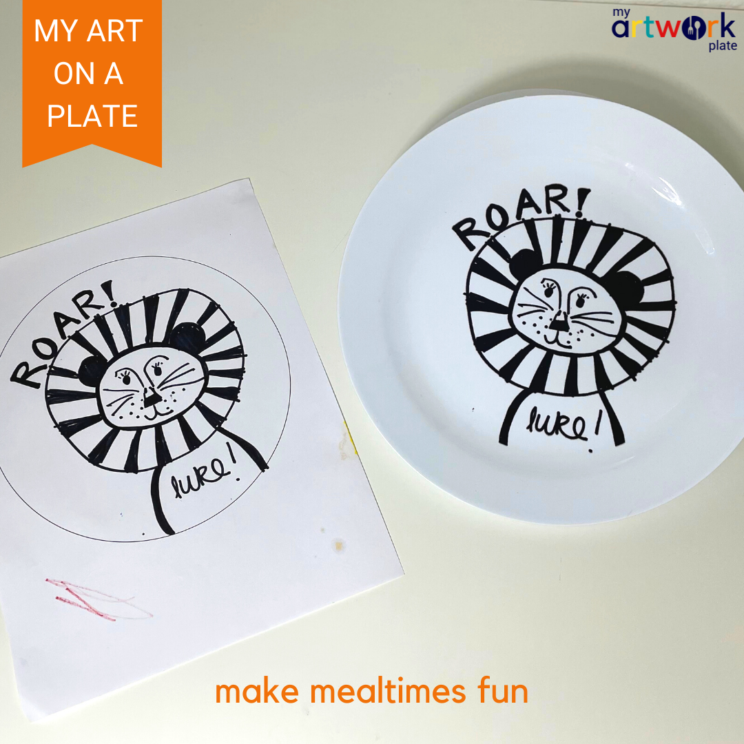 Personalized kids plate – custom photo upload design | myartworkplate.com – lifestyle shot