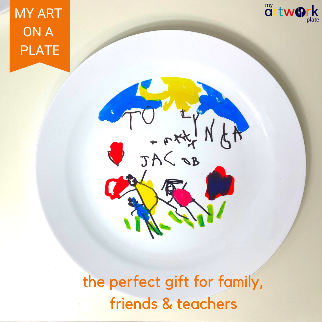 Personalized kids plate – custom photo upload design | myartworkplate.com – size guide