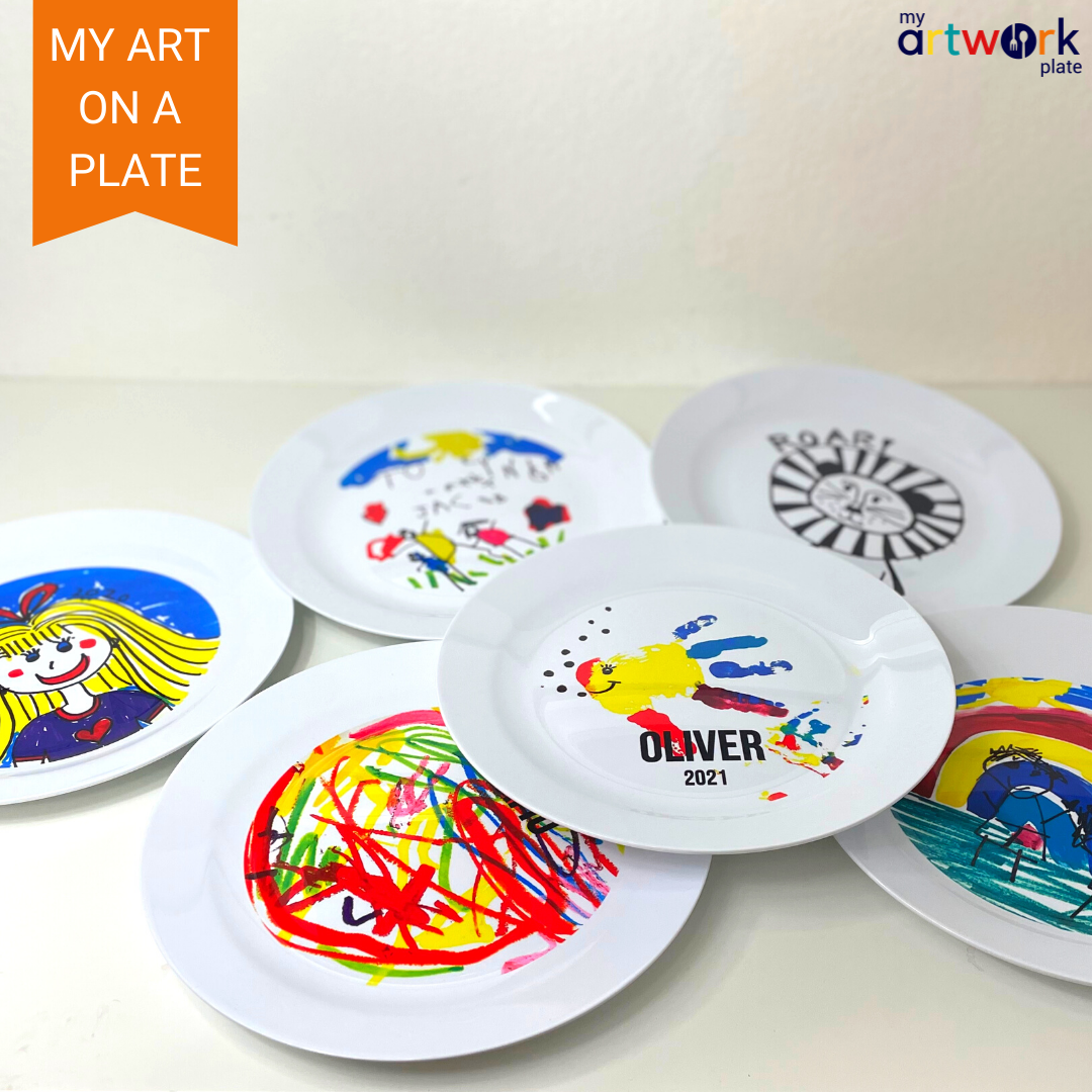 Personalized kids plate – custom photo upload design | myartworkplate.com – colour options