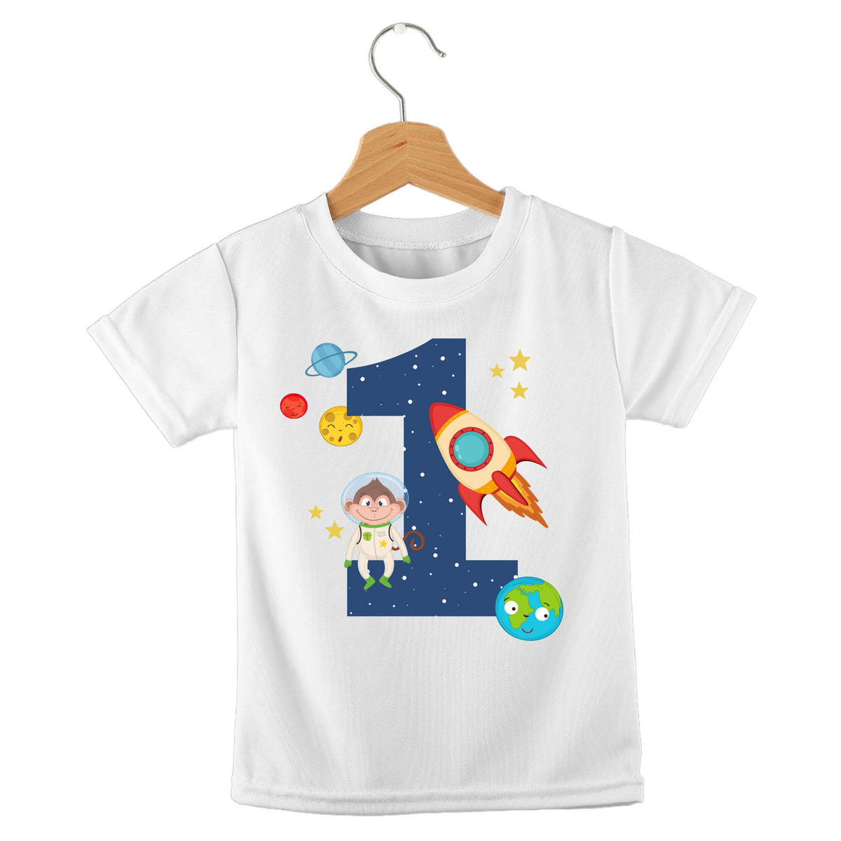 Personalized kids birthday t-shirt – space birthday personalised design | myartworkplate.com – front view