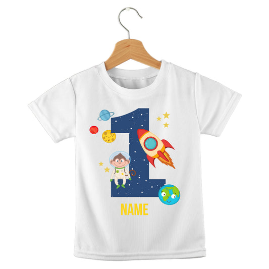 Personalized kids birthday t-shirt – space birthday personalised design | myartworkplate.com