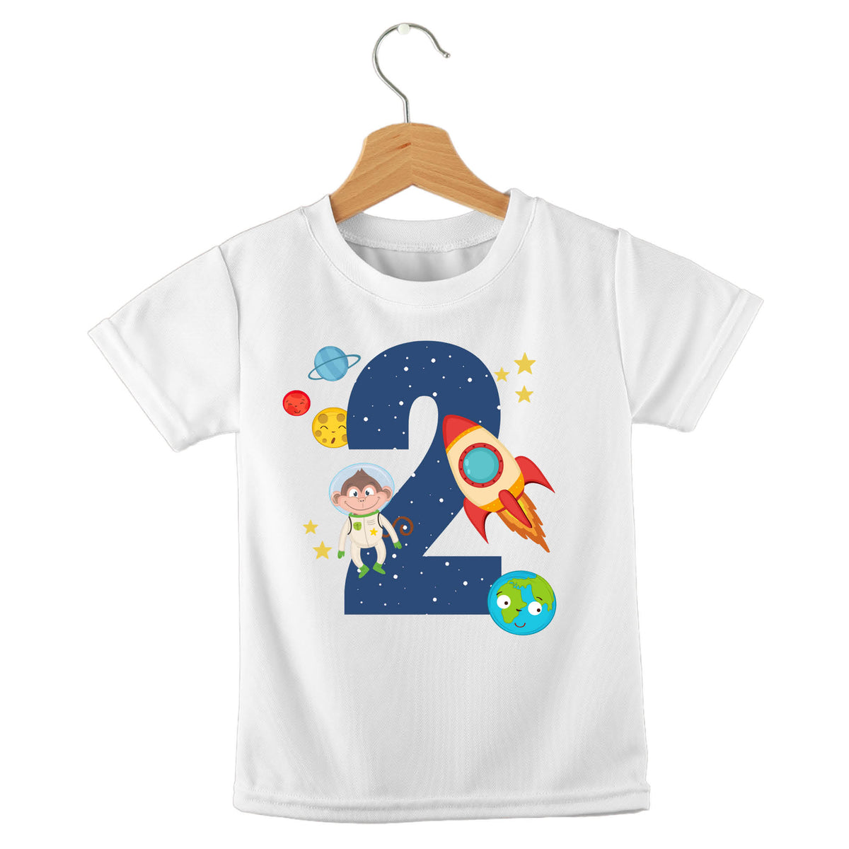 Personalized kids birthday t-shirt – space birthday personalised design | myartworkplate.com – detail close-up