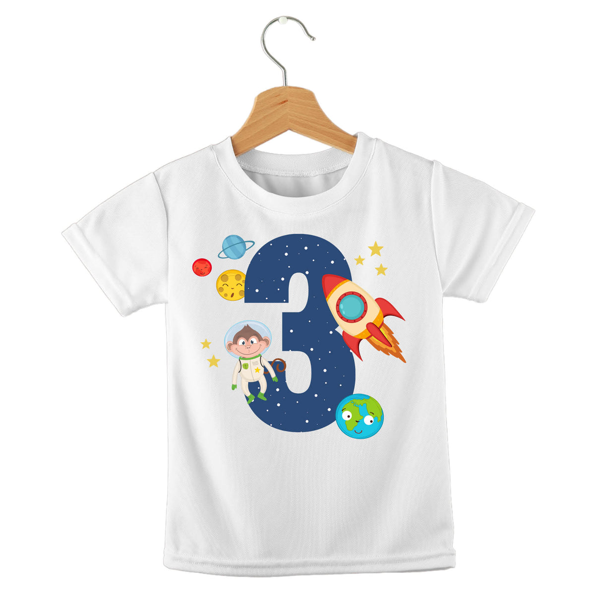 Personalized kids birthday t-shirt – space birthday personalised design | myartworkplate.com – side angle