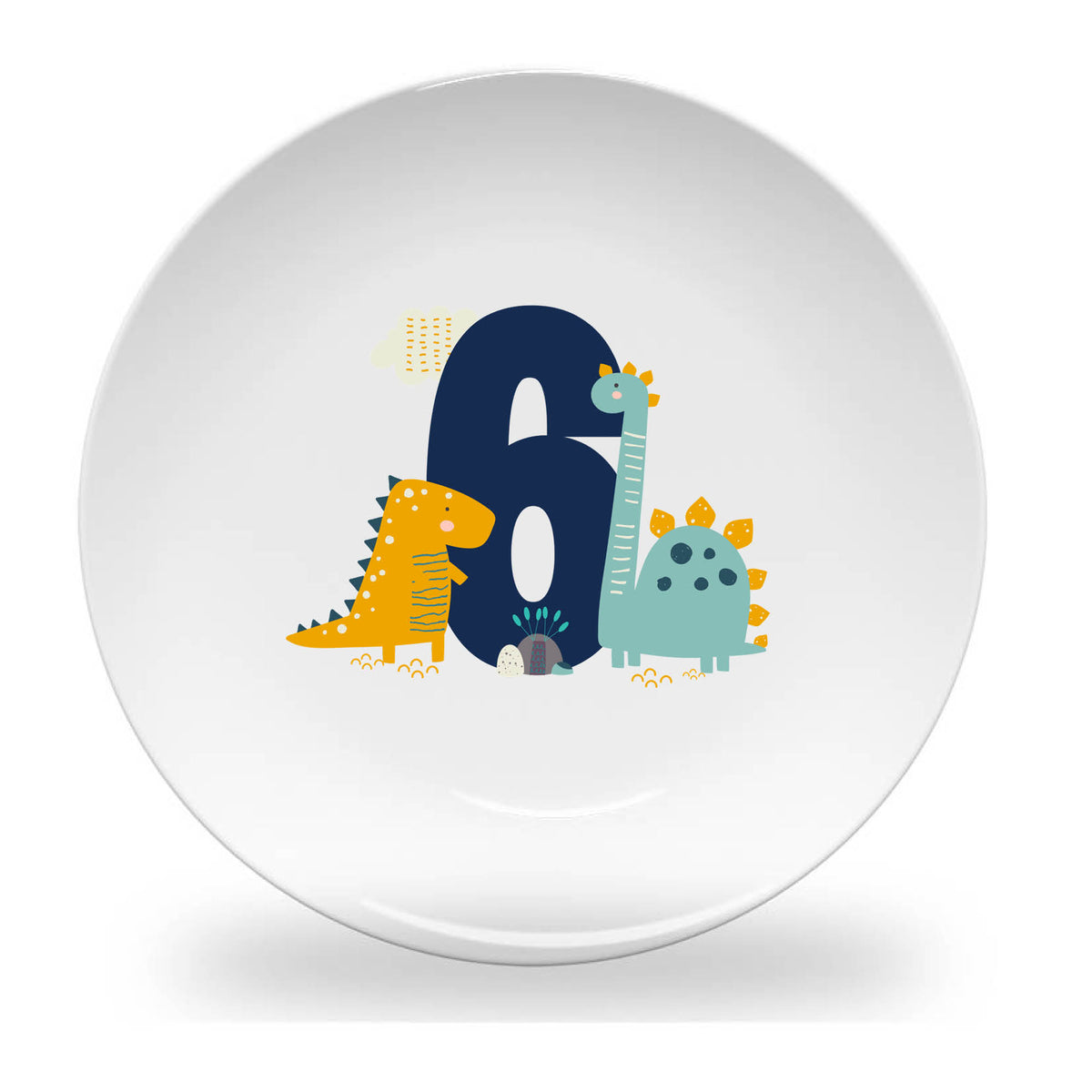 Personalized kids plate – birthday dinosaur numbers design for boys | myartworkplate.com – size guide
