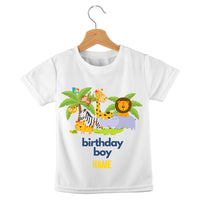 short sleeve t-shirt jungle birthday boy