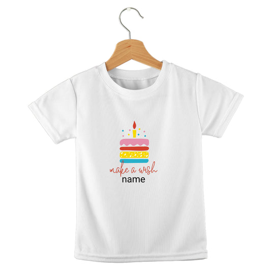 Personalized kids birthday t-shirt – birthday cake make a wish design | myartworkplate.com