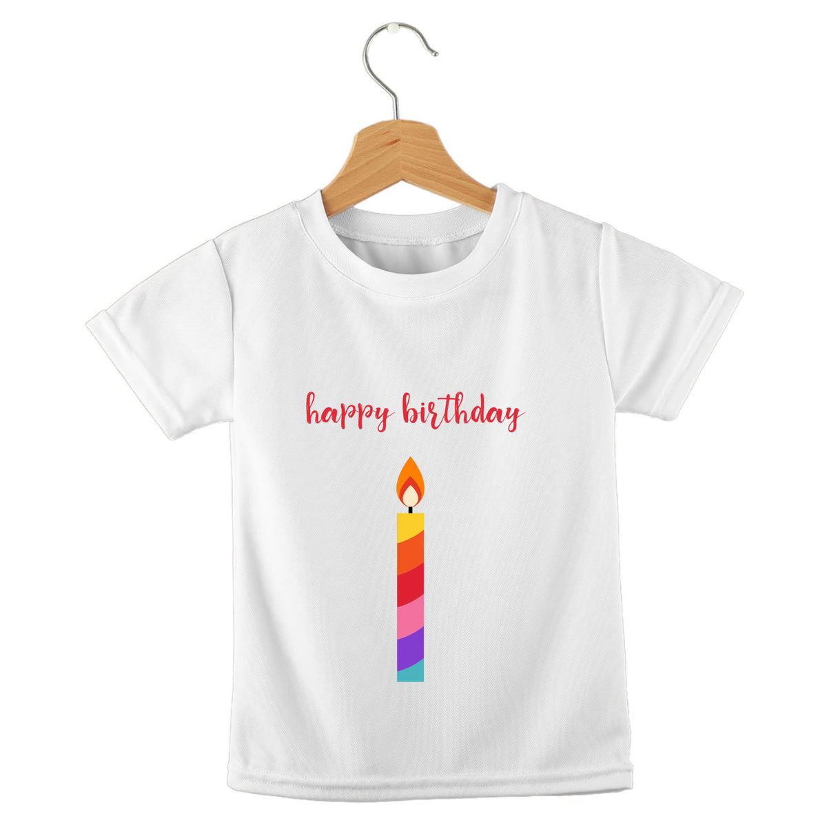Personalized kids birthday t-shirt – birthday candles design | myartworkplate.com – front view