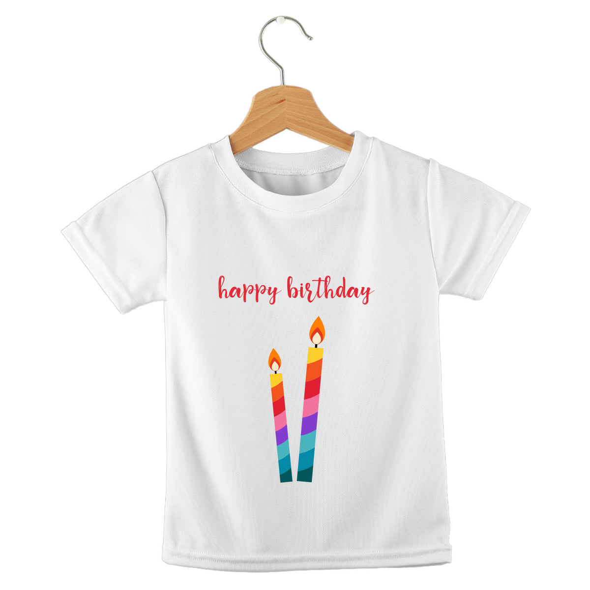 Personalized kids birthday t-shirt – birthday candles design | myartworkplate.com – detail close-up