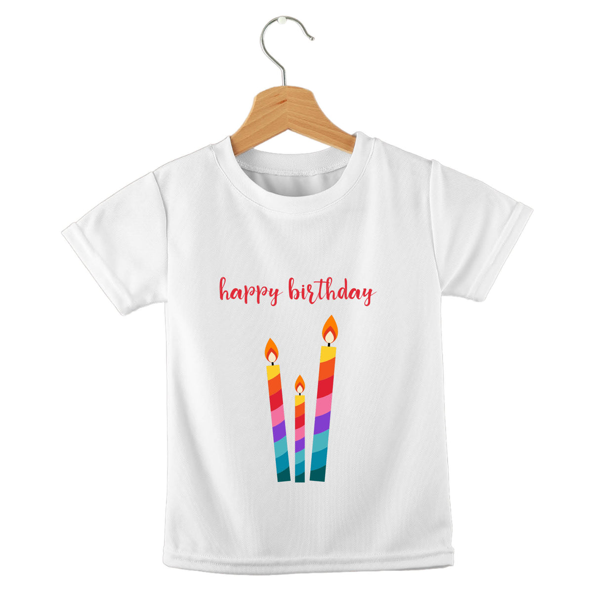 Personalized kids birthday t-shirt – birthday candles design | myartworkplate.com – side angle