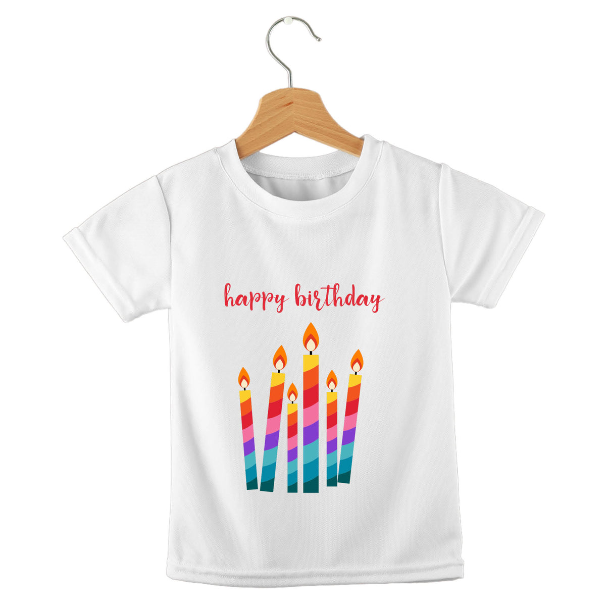 Personalized kids birthday t-shirt – birthday candles design | myartworkplate.com – colour options