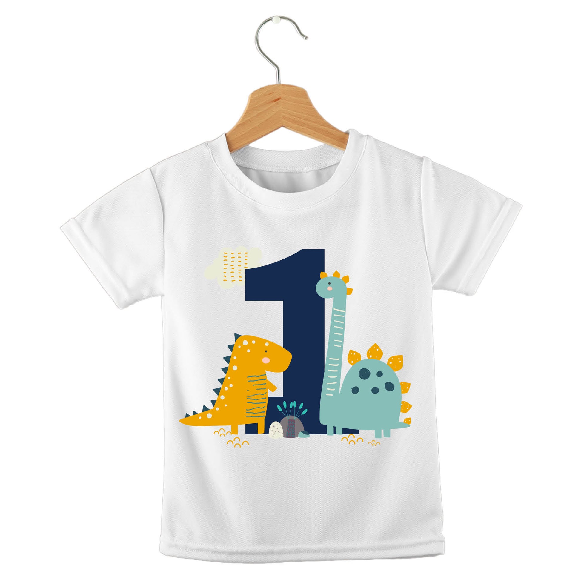 Personalized kids birthday t-shirt – dinosaur birthday boy design | myartworkplate.com – front view