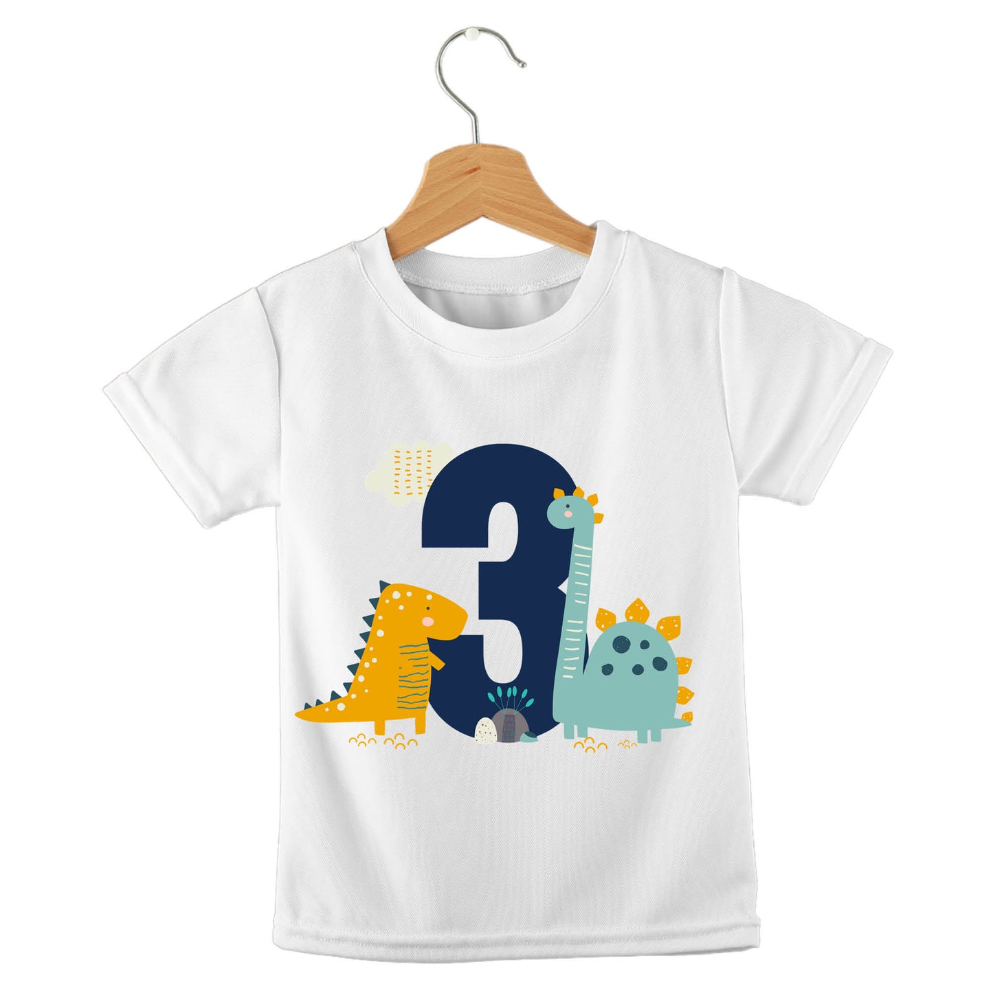 Personalized kids birthday t-shirt – dinosaur birthday boy design | myartworkplate.com – side angle