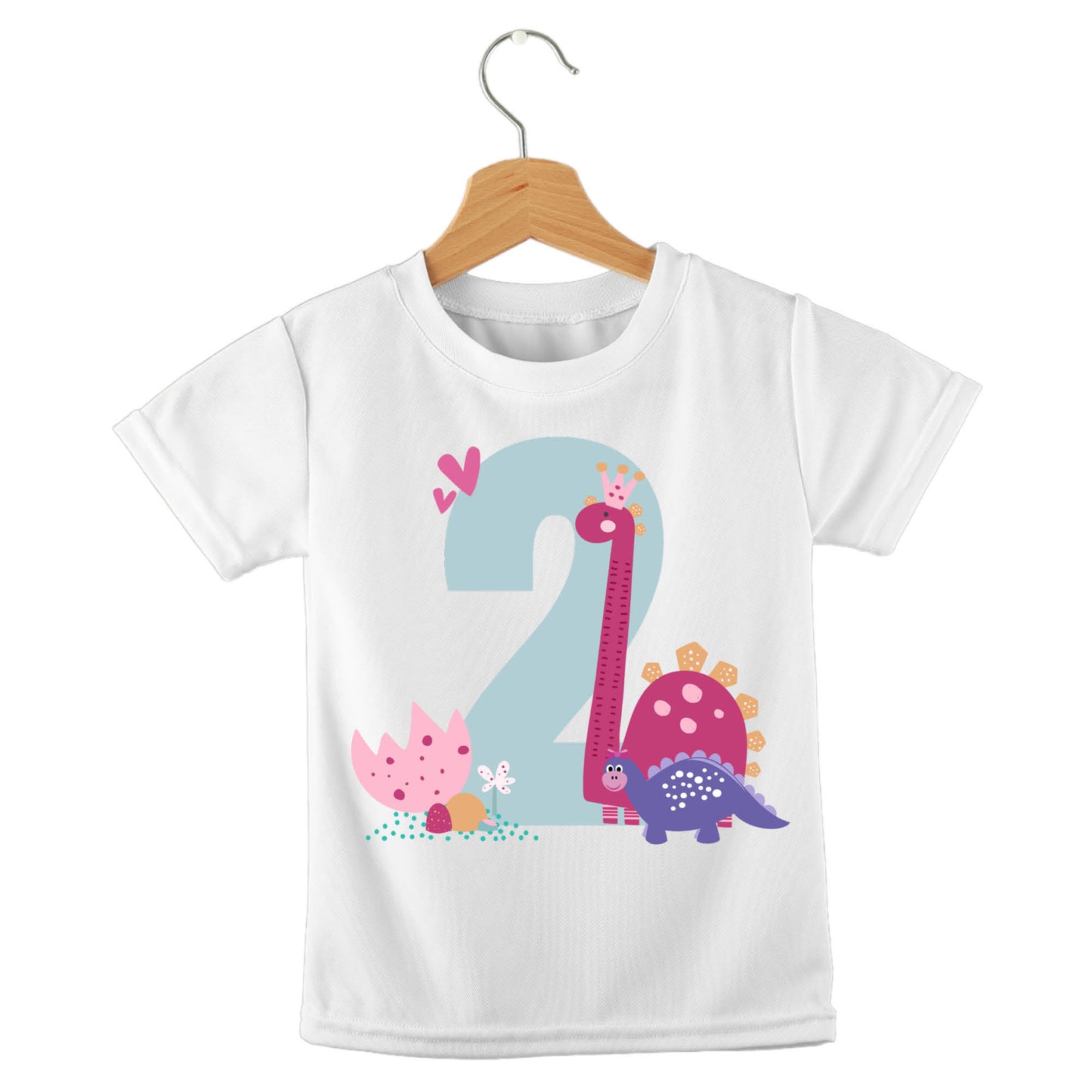 Personalized kids birthday t-shirt – dinosaur birthday girl design | myartworkplate.com – detail close-up