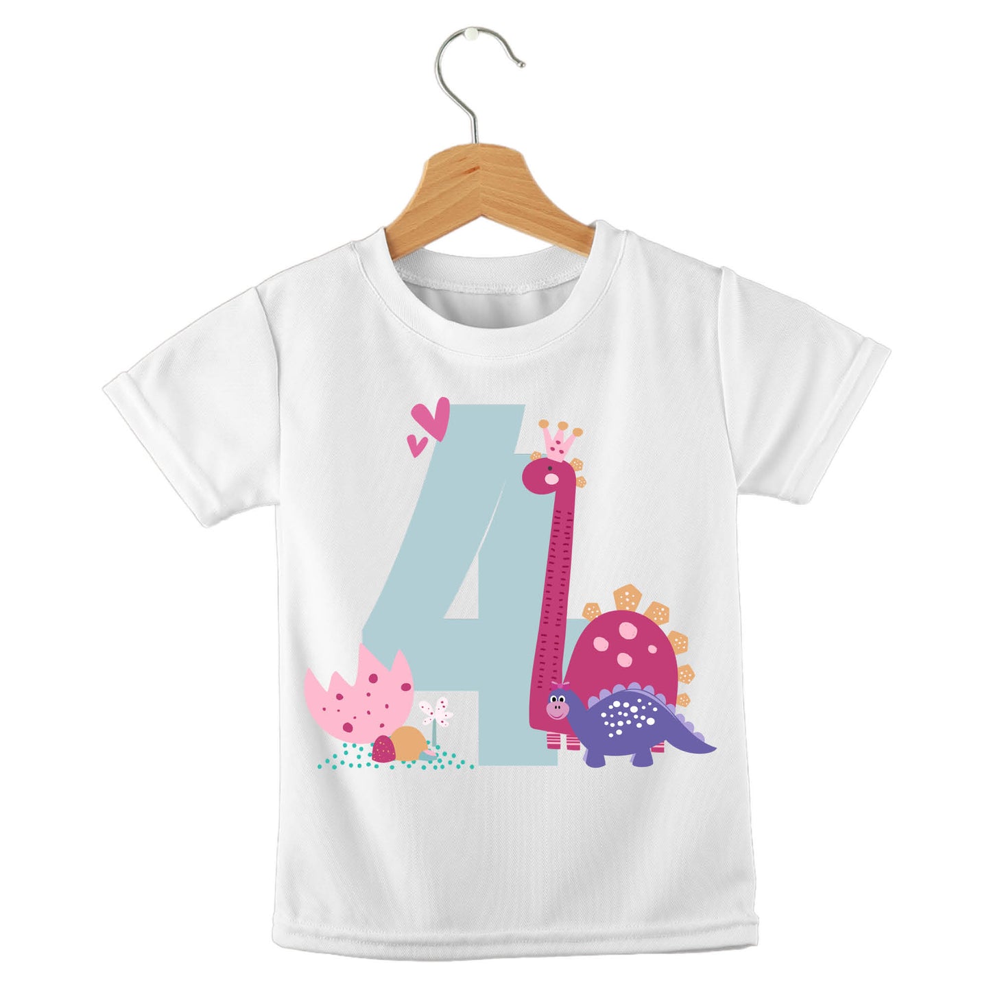 Personalized kids birthday t-shirt – dinosaur birthday girl design | myartworkplate.com – lifestyle shot