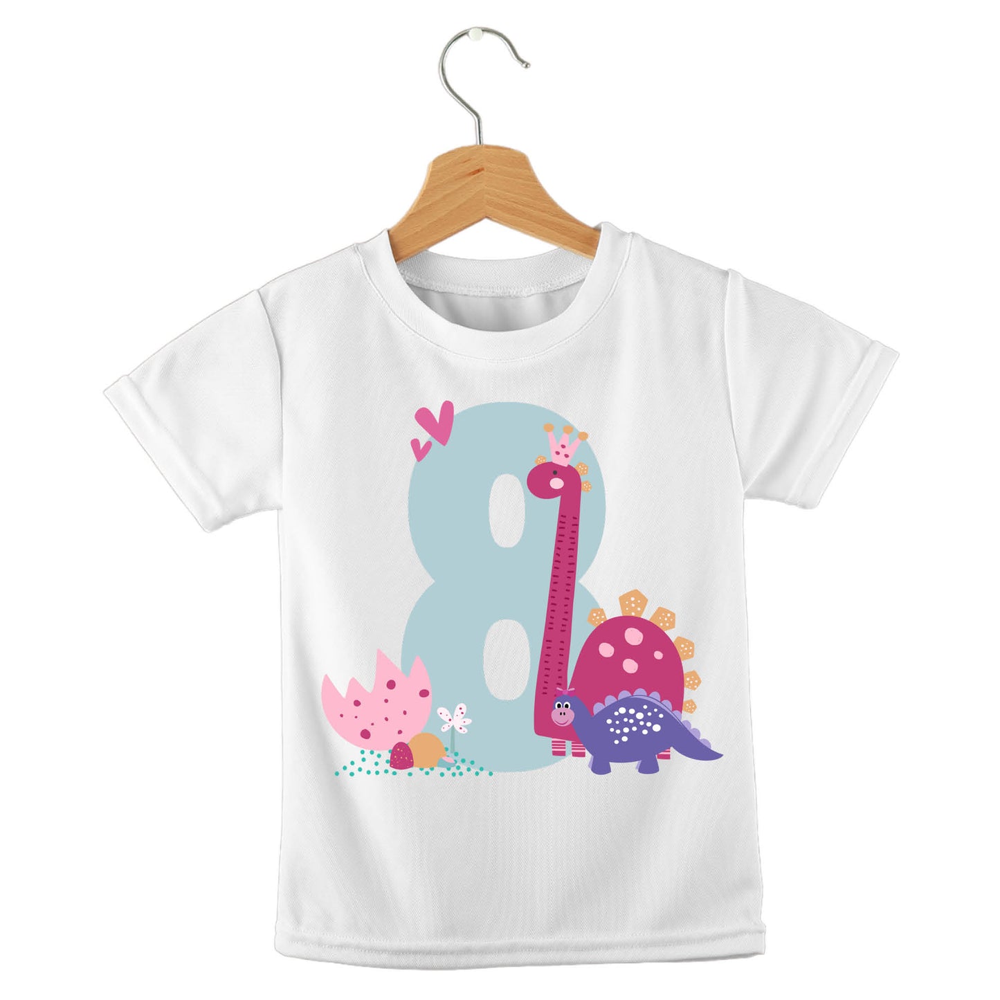 Personalized kids birthday t-shirt – dinosaur birthday girl design | myartworkplate.com – full set