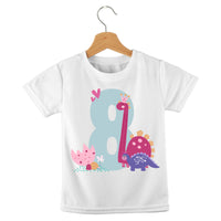 short sleeve t-shirt dino birthday girl