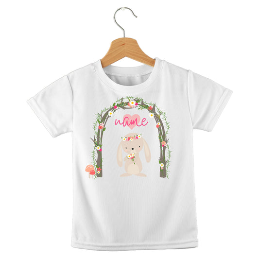 Personalized kids birthday t-shirt – birthday girl rabbit in arch design | myartworkplate.com
