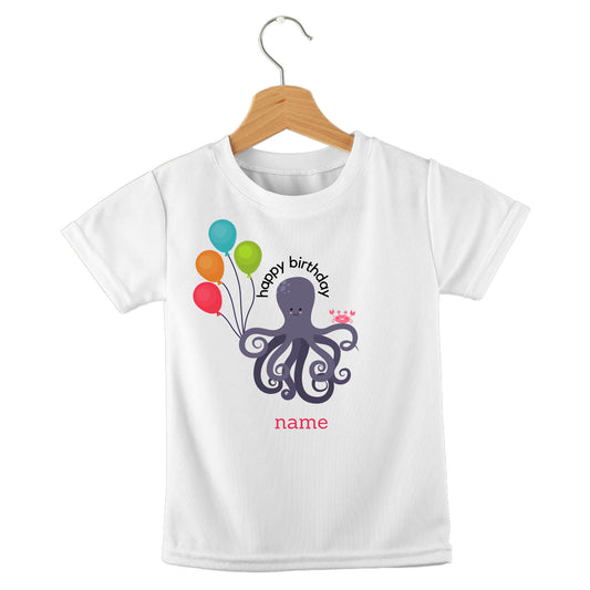 Personalized kids birthday t-shirt – birthday octopus fun design | myartworkplate.com