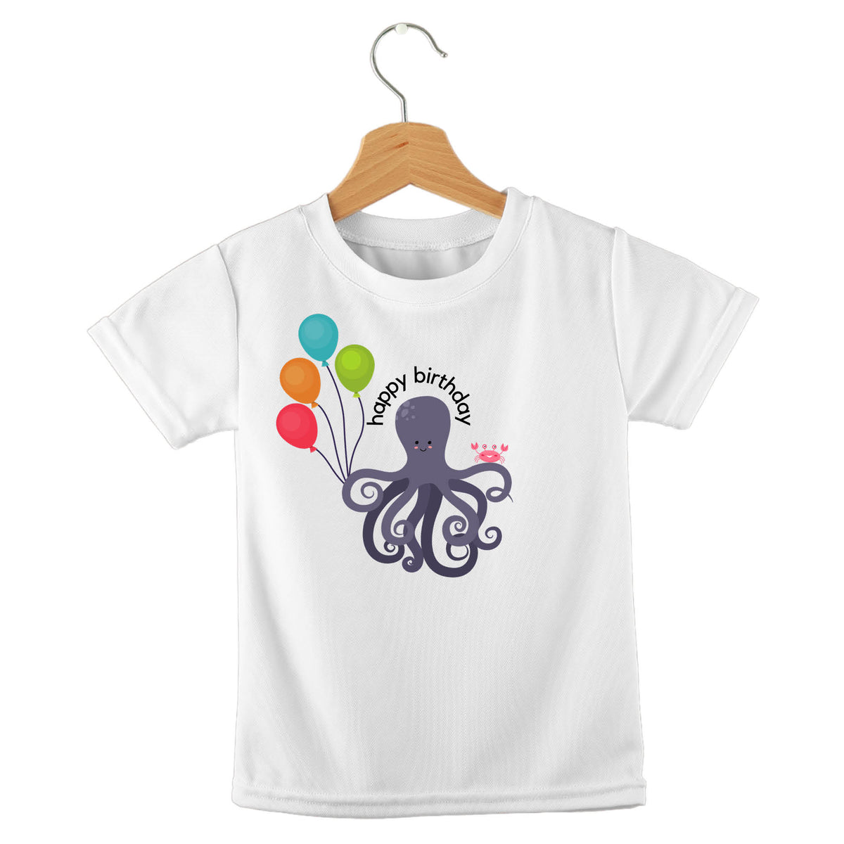 Personalized kids birthday t-shirt – birthday octopus fun design | myartworkplate.com – front view