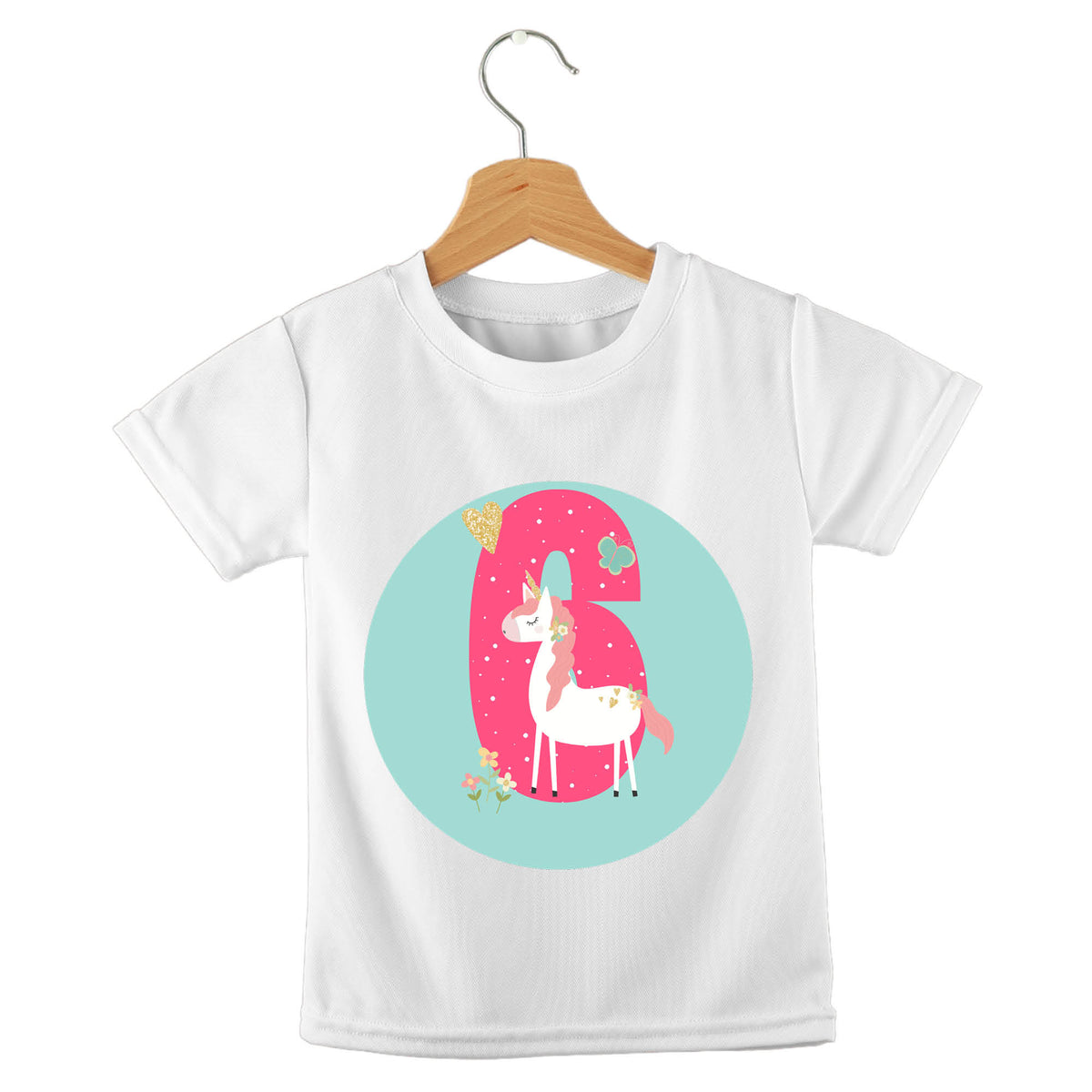 Personalized kids birthday t-shirt – birthday girl unicorn aqua design | myartworkplate.com – colour options