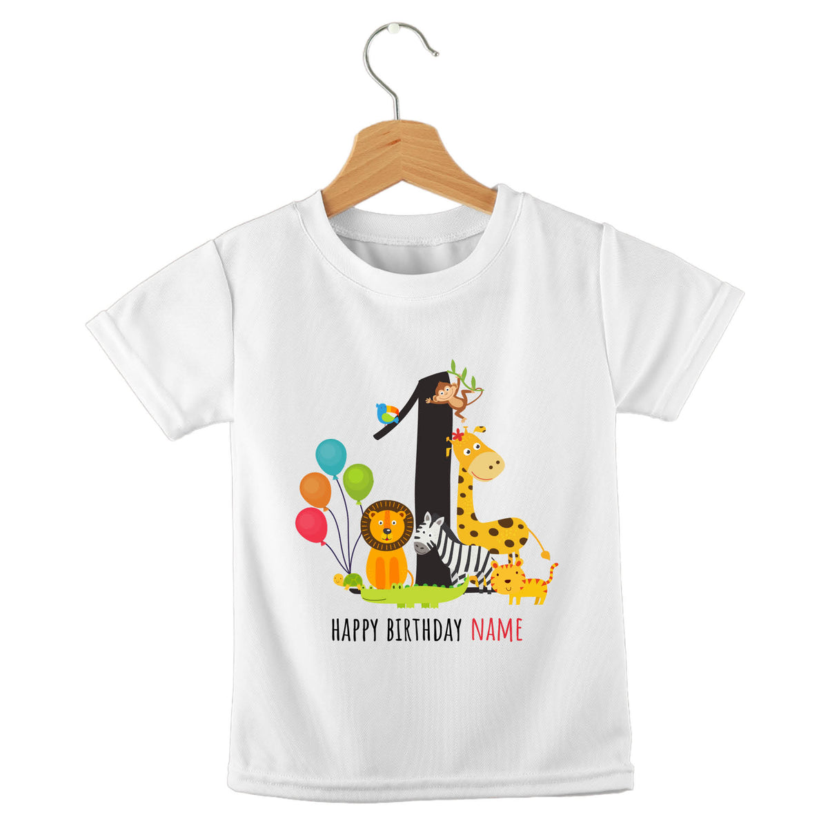 Personalized kids birthday t-shirt – jungle birthday animal numbers design | myartworkplate.com