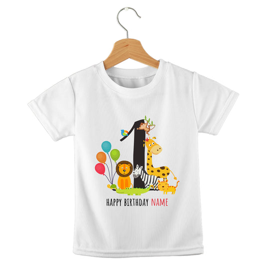 Personalized kids birthday t-shirt – jungle birthday animal numbers design | myartworkplate.com