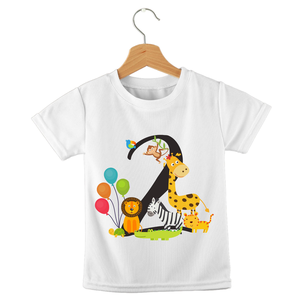 Personalized kids birthday t-shirt – jungle birthday animal numbers design | myartworkplate.com – detail close-up