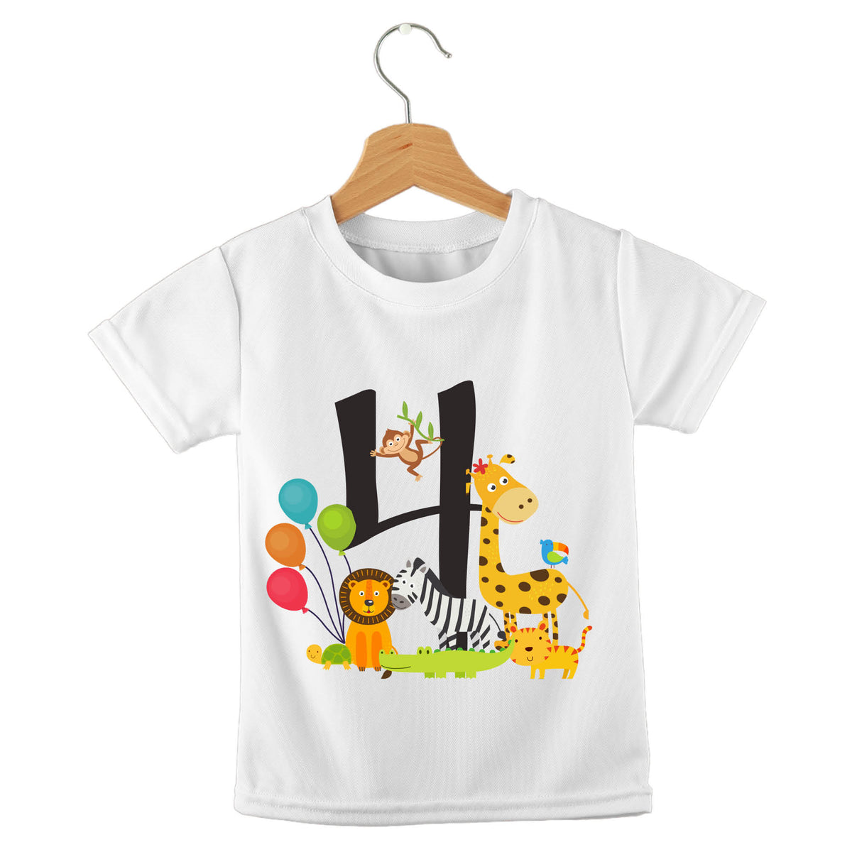 Personalized kids birthday t-shirt – jungle birthday animal numbers design | myartworkplate.com – lifestyle shot