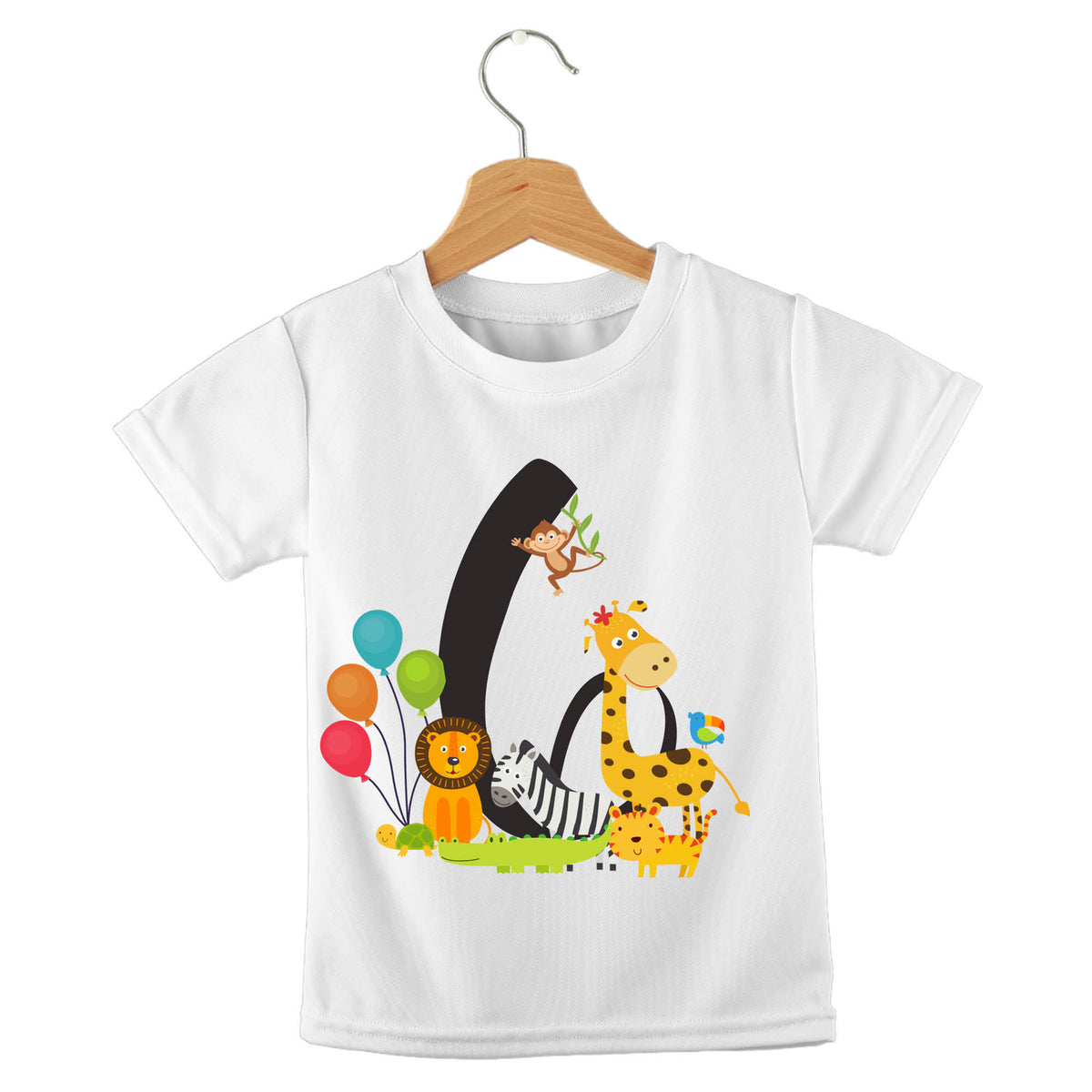 Personalized kids birthday t-shirt – jungle birthday animal numbers design | myartworkplate.com – colour options