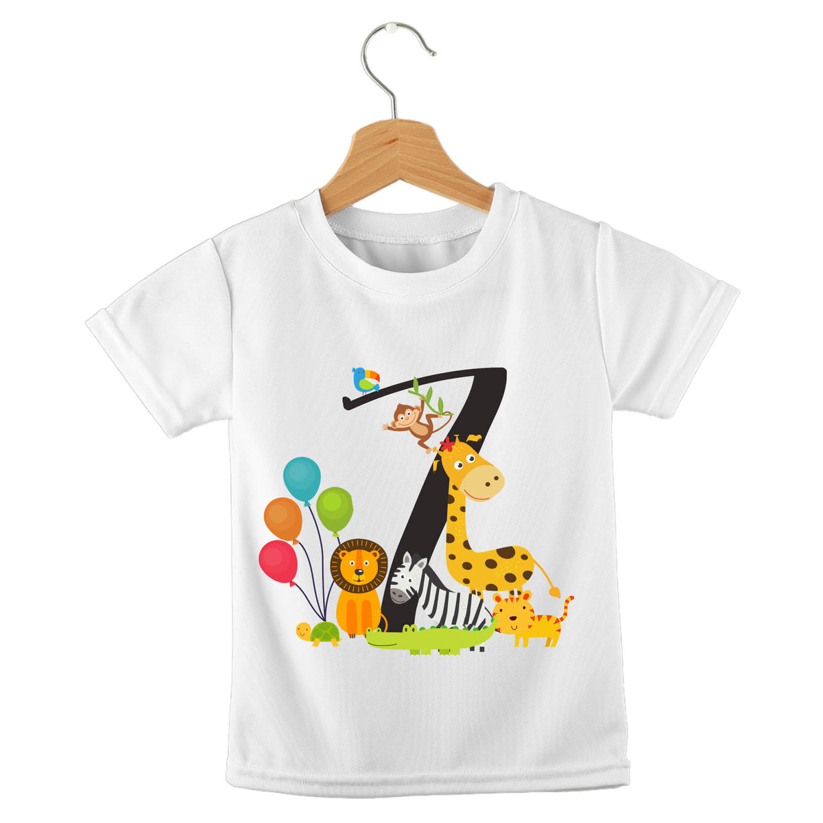 Personalized kids birthday t-shirt – jungle birthday animal numbers design | myartworkplate.com – back view