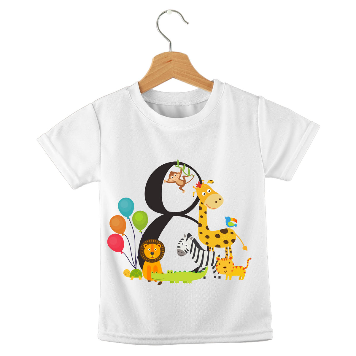 Personalized kids birthday t-shirt – jungle birthday animal numbers design | myartworkplate.com – full set