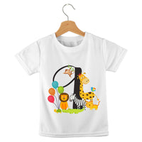 short sleeve t-shirt jungle birthday animal numbers