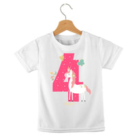 short sleeve t-shirt birthday girl unicorn