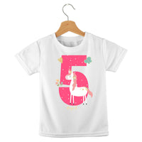 short sleeve t-shirt birthday girl unicorn