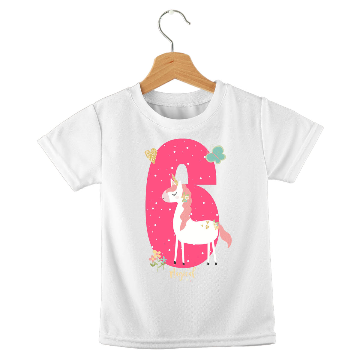 Personalized kids birthday t-shirt – birthday girl unicorn design | myartworkplate.com – colour options