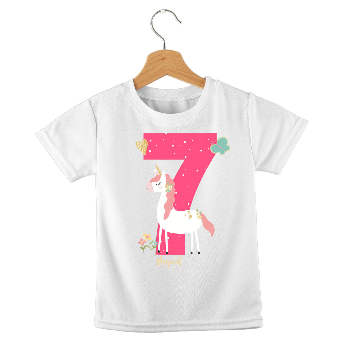 Personalized kids birthday t-shirt – birthday girl unicorn design | myartworkplate.com – back view